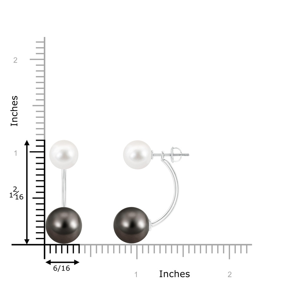 10mm AAA Tahitian & Freshwater Pearl Front Back Stud Earrings in White Gold product image