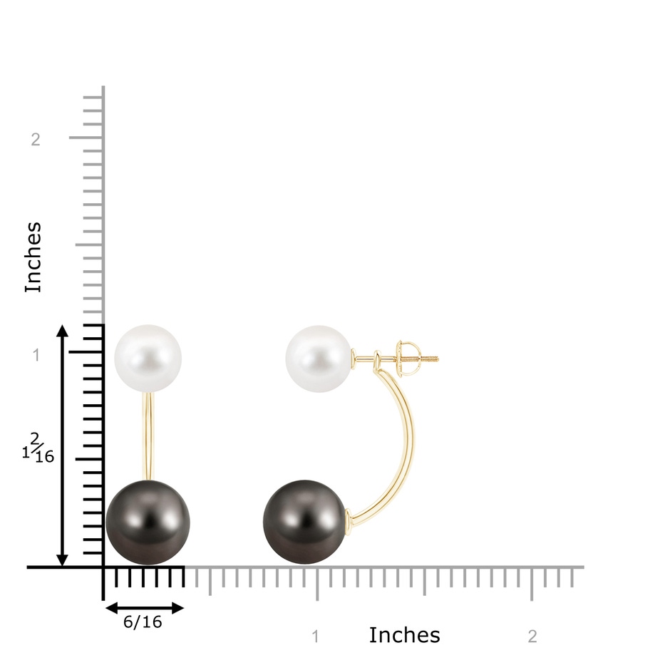 10mm AAA Tahitian & Freshwater Pearl Front Back Stud Earrings in Yellow Gold product image