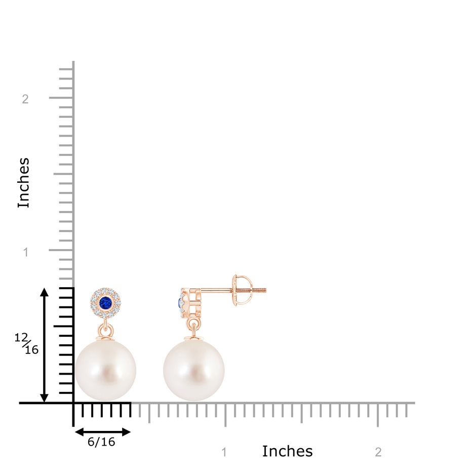 10mm AAAA South Sea Pearl and Sapphire Halo Drop Earrings in Rose Gold product image