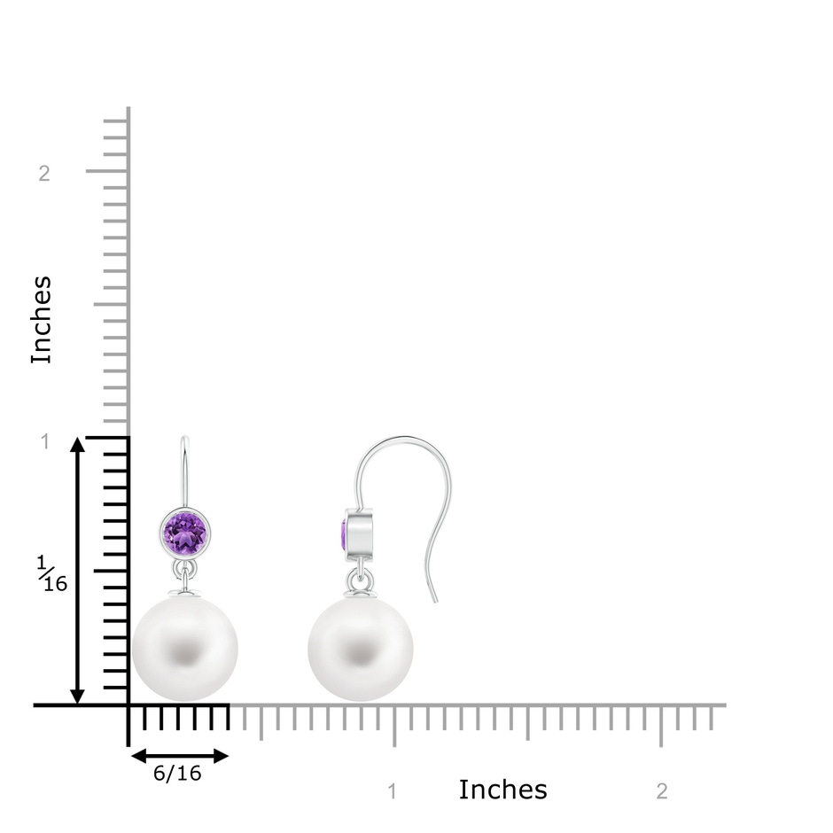 10mm AA Freshwater Pearl Earrings with Bezel Amethyst in White Gold product image