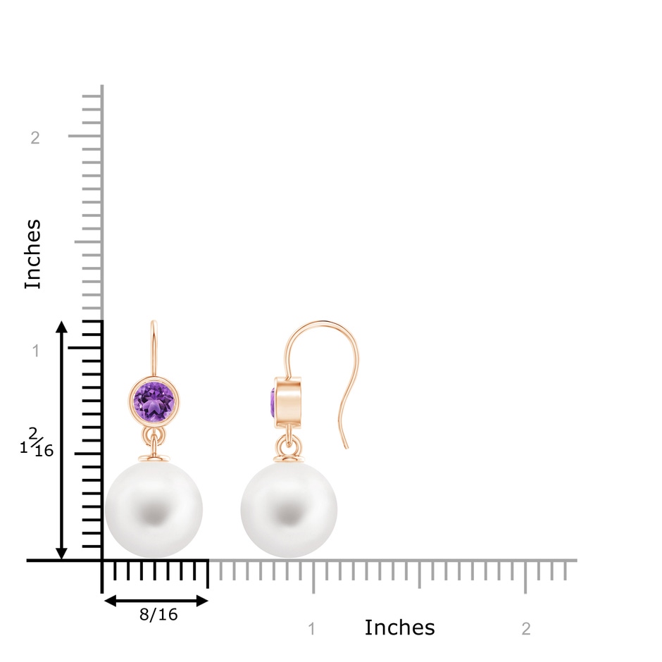 12mm AA Freshwater Pearl Earrings with Bezel Amethyst in Rose Gold product image