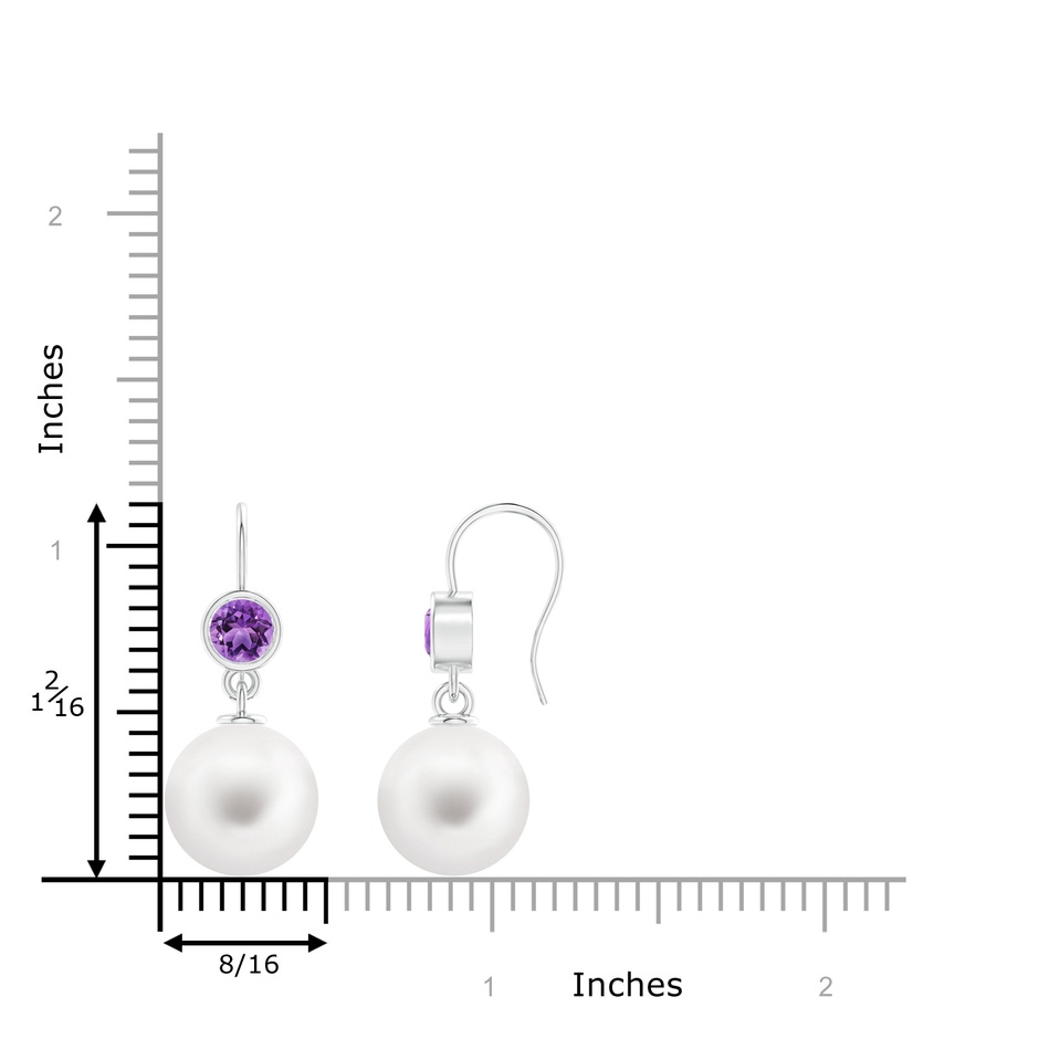12mm AA Freshwater Pearl Earrings with Bezel Amethyst in White Gold product image