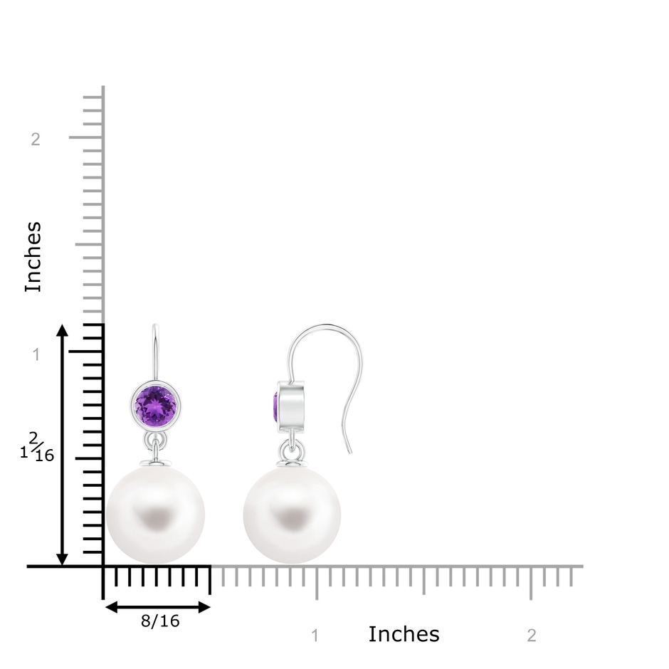 12mm AAA Freshwater Pearl Earrings with Bezel Amethyst in White Gold product image
