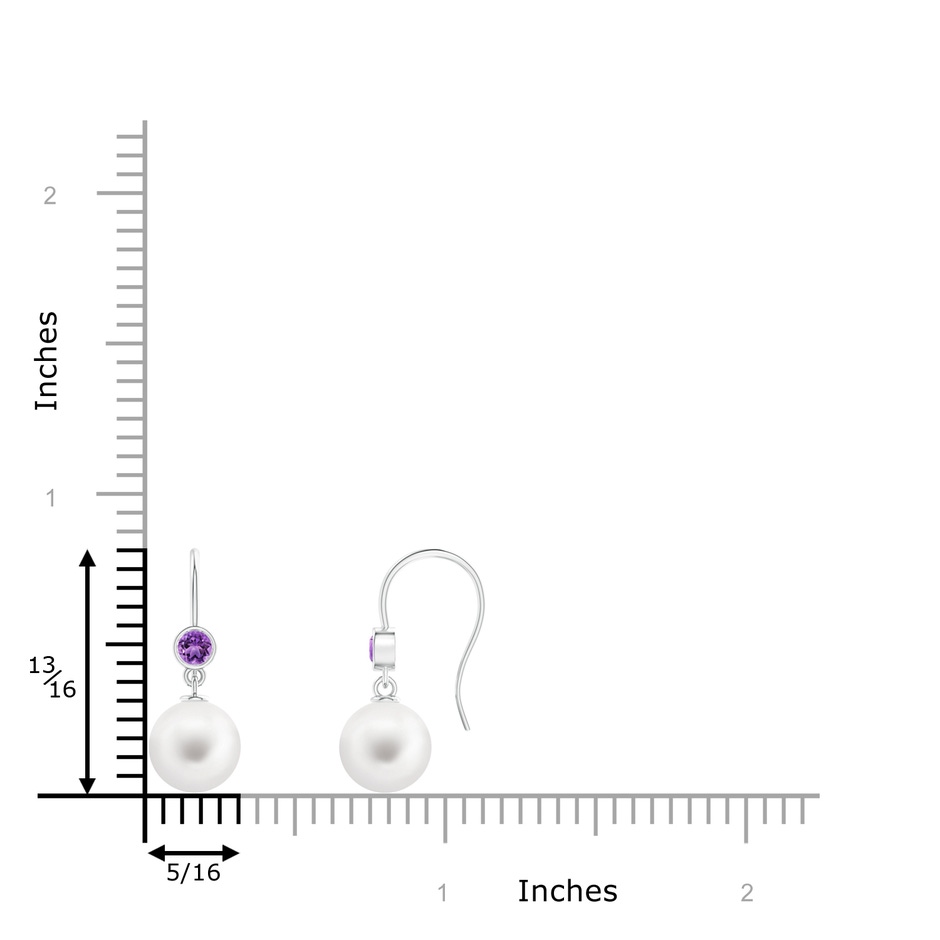 8mm AA Freshwater Pearl Earrings with Bezel Amethyst in White Gold product image