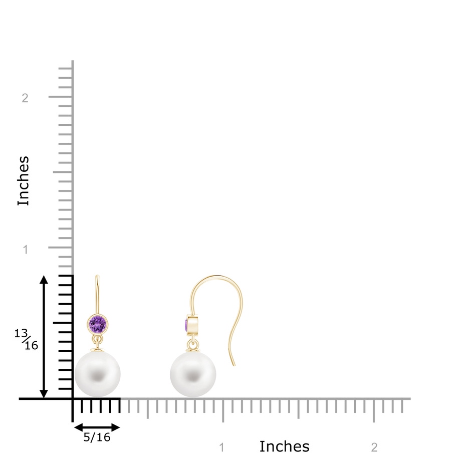 8mm AA Freshwater Pearl Earrings with Bezel Amethyst in Yellow Gold product image
