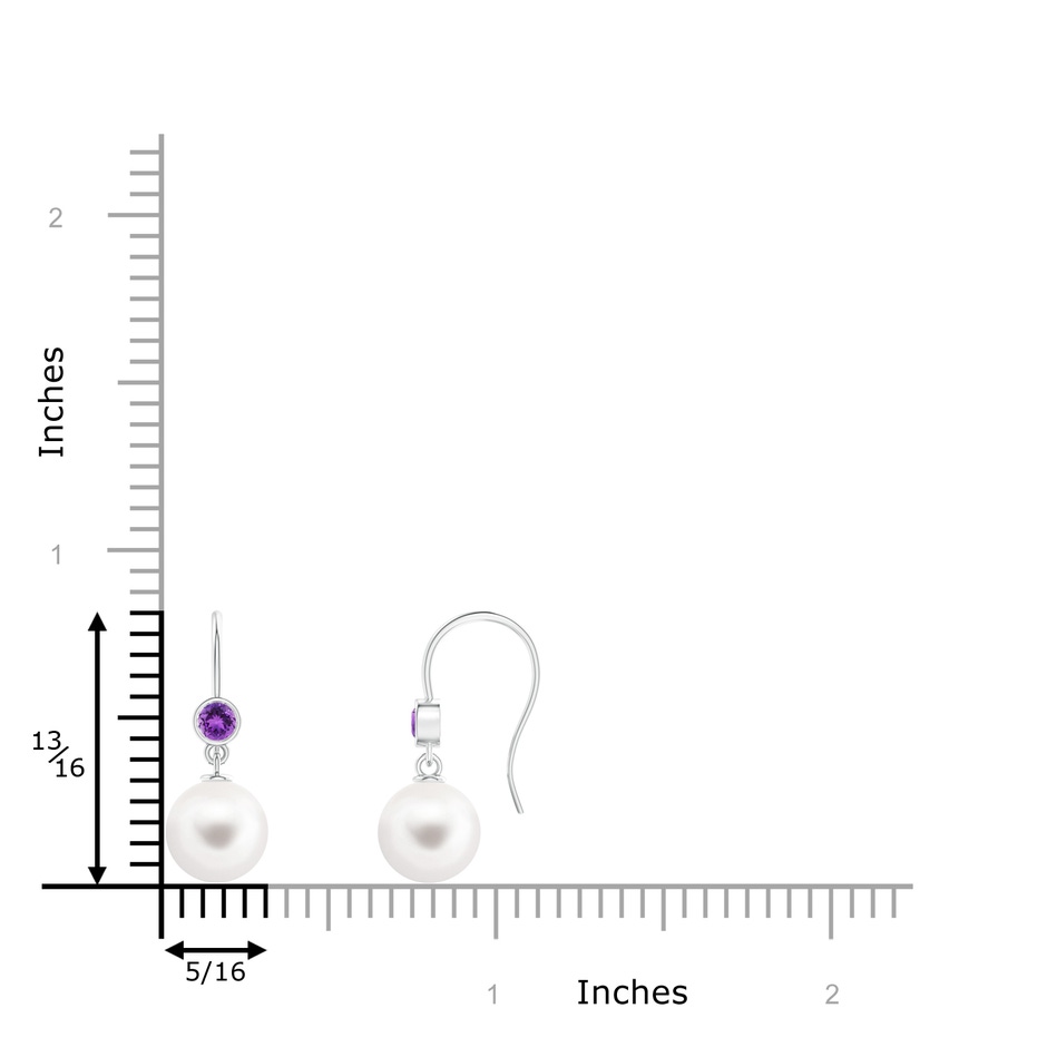 8mm AAA Freshwater Pearl Earrings with Bezel Amethyst in 9K White Gold product image