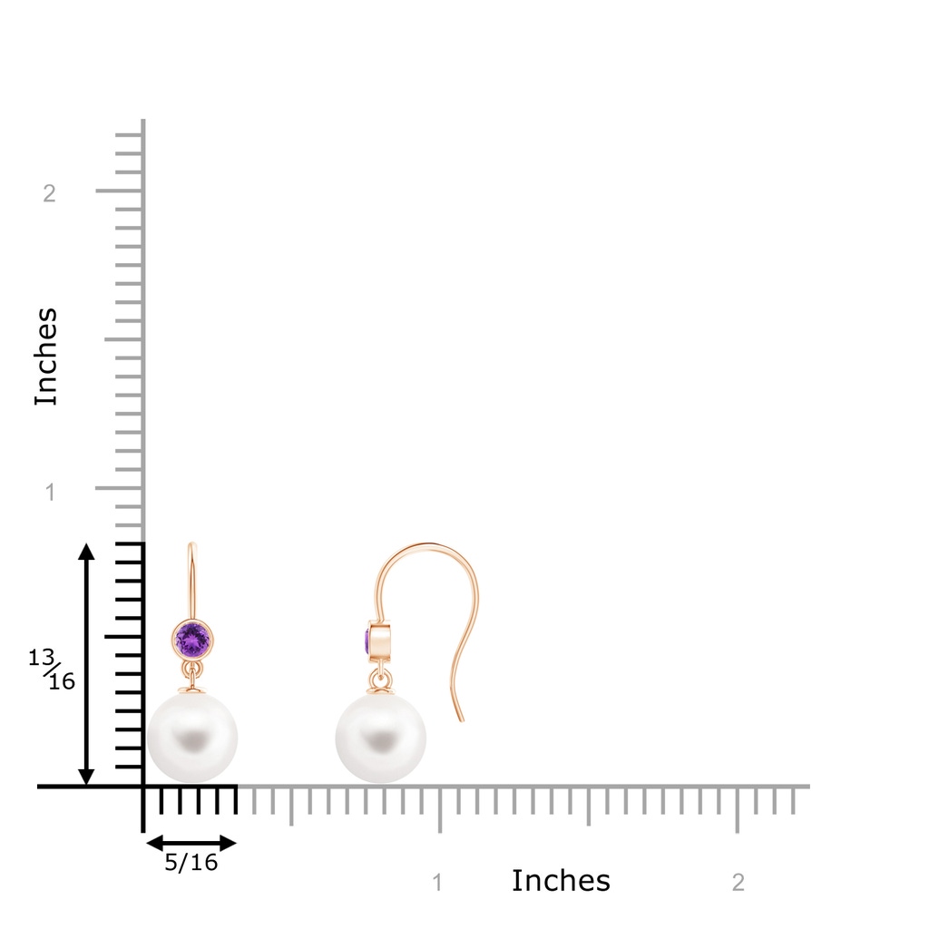 8mm AAA Freshwater Pearl Earrings with Bezel Amethyst in Rose Gold Product Image
