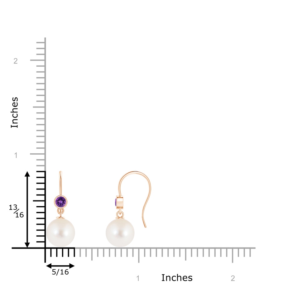 8mm AAAA Freshwater Pearl Earrings with Bezel Amethyst in Rose Gold product image
