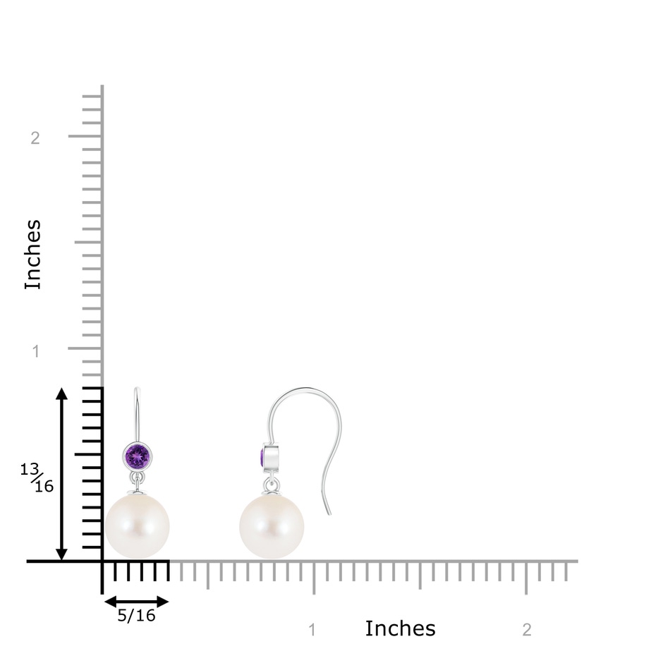 8mm AAAA Freshwater Pearl Earrings with Bezel Amethyst in S999 Silver product image