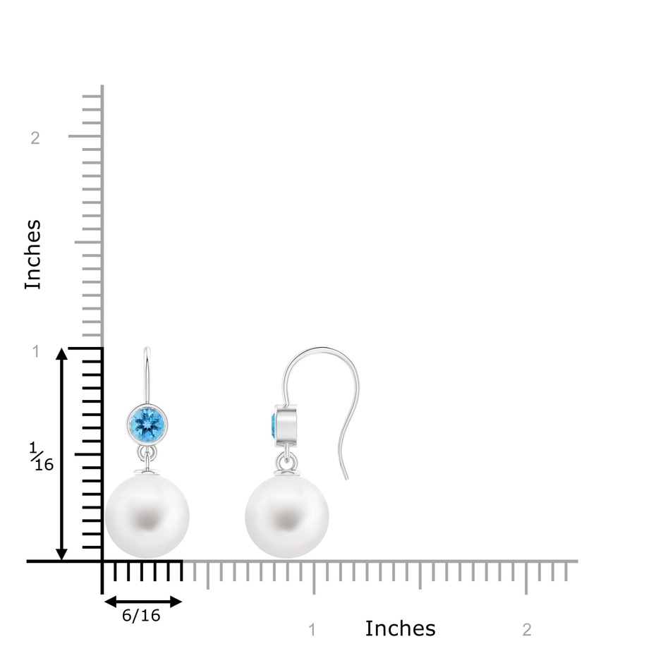 10mm AA Freshwater Pearl Earrings with Swiss Blue Topaz in White Gold product image