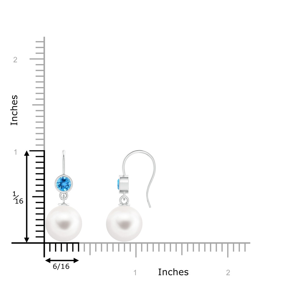 10mm AAA Freshwater Pearl Earrings with Swiss Blue Topaz in White Gold product image