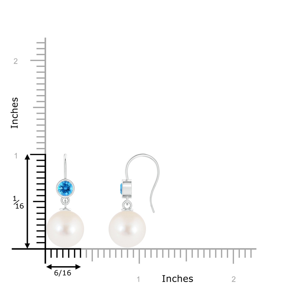 10mm AAAA Freshwater Pearl Earrings with Swiss Blue Topaz in White Gold product image