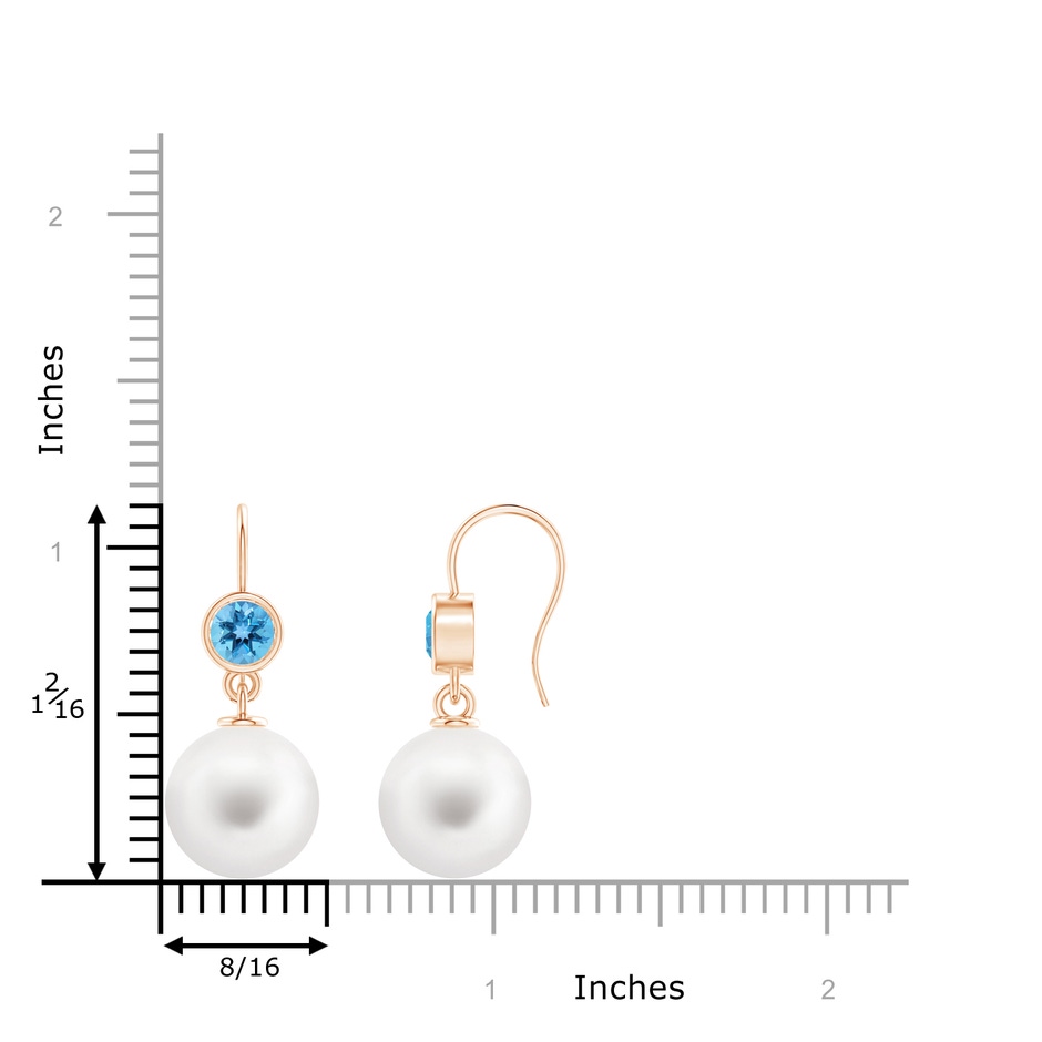 12mm AA Freshwater Pearl Earrings with Swiss Blue Topaz in Rose Gold product image