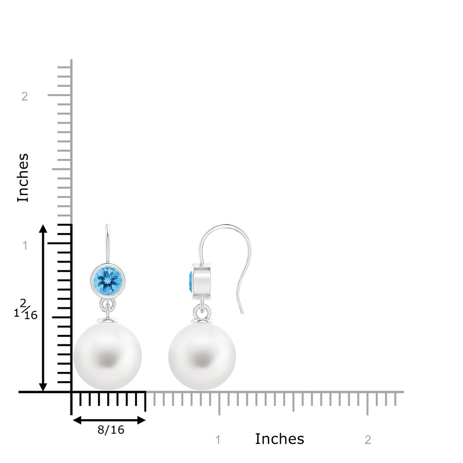 12mm AA Freshwater Pearl Earrings with Swiss Blue Topaz in White Gold product image