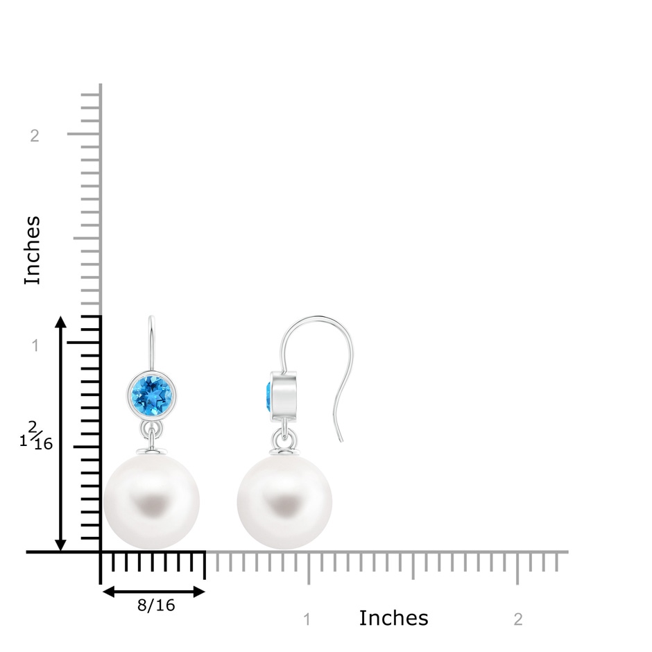 12mm AAA Freshwater Pearl Earrings with Swiss Blue Topaz in S999 Silver product image