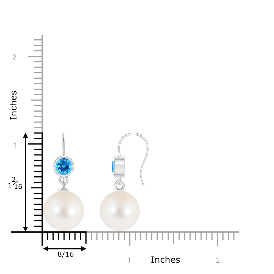 12mm AAAA Freshwater Pearl Earrings with Swiss Blue Topaz in White Gold product image