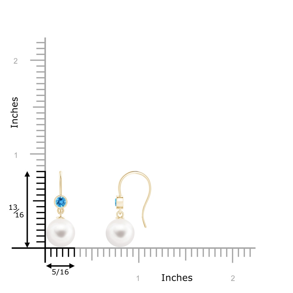 8mm AAA Freshwater Pearl Earrings with Swiss Blue Topaz in Yellow Gold product image