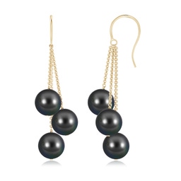 Drop Yellow Gold Tahitian Pearl Earrings