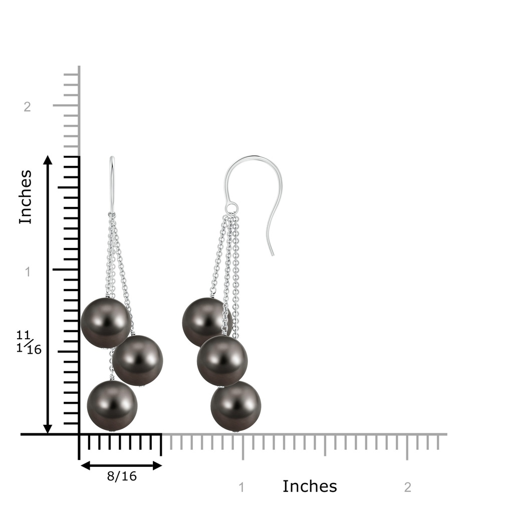 8mm AAA Tahitian Triple Pearl Cluster Drop Earrings in White Gold Product Image