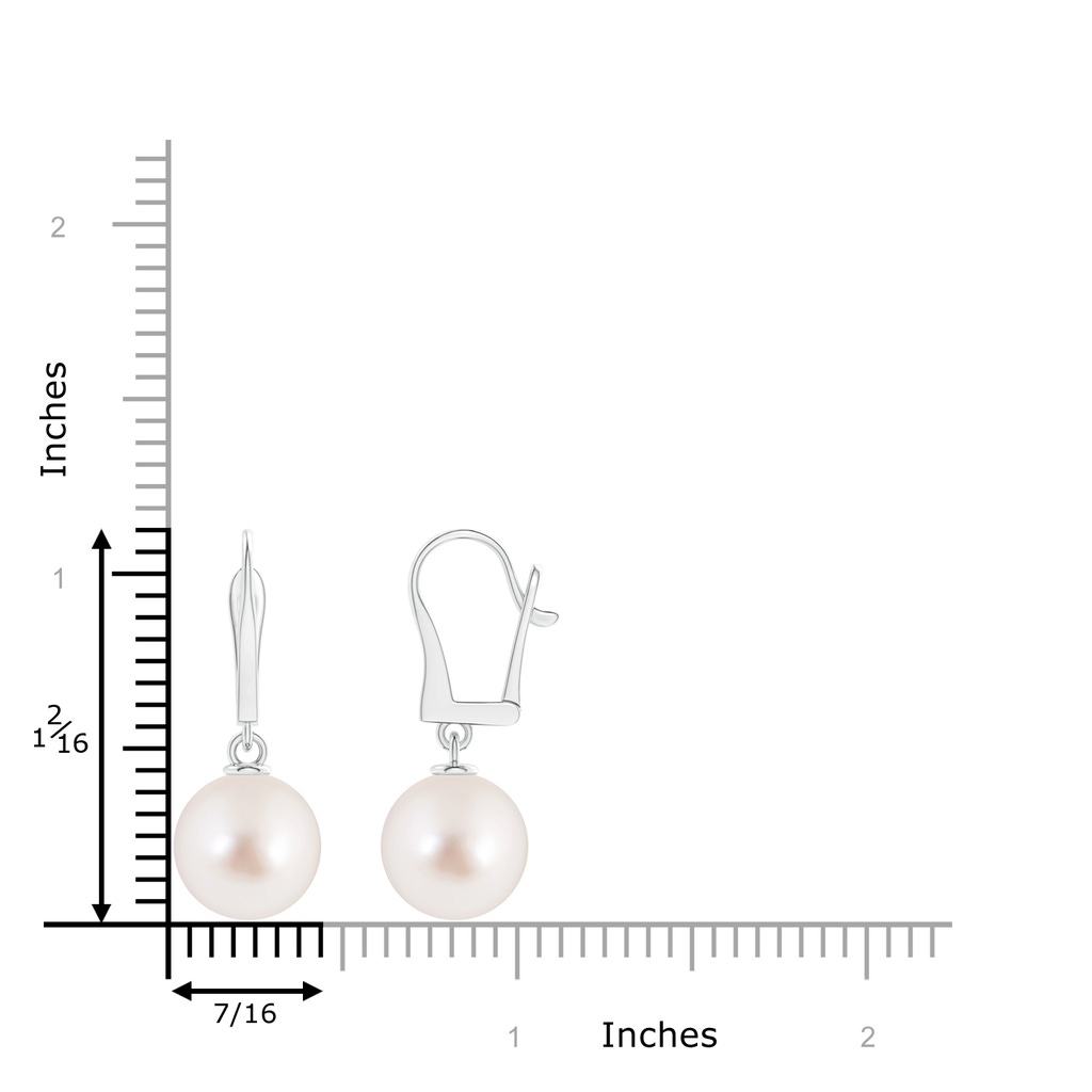 11mm AAAA Solitaire South Sea Pearl Leverback Dangle Earrings in White Gold Product Image