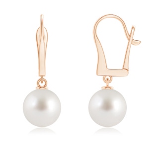 9mm AAA Solitaire South Sea Pearl Leverback Dangle Earrings in 10K Rose Gold