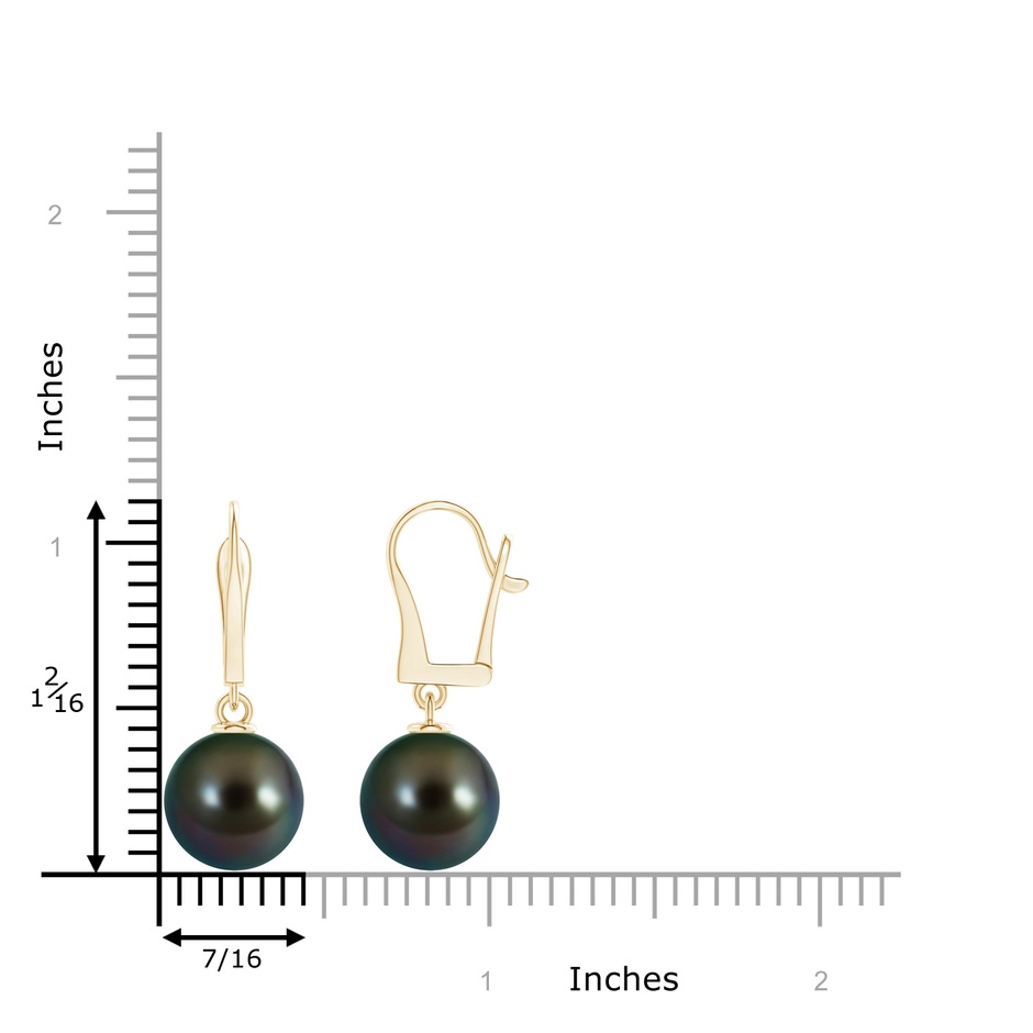 11mm AAAA Solitaire Tahitian Cultured Pearl Leverback Dangle Earrings in Yellow Gold product image