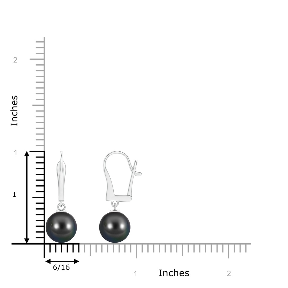 9mm AA Solitaire Tahitian Cultured Pearl Leverback Dangle Earrings in White Gold product image