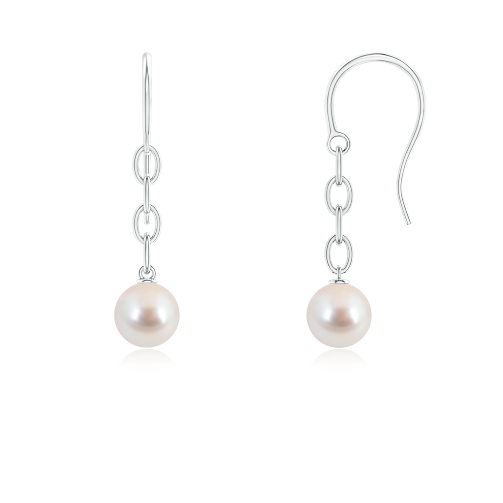 6mm AAA Solitaire Japanese Akoya Pearl Drop Earrings in White Gold
