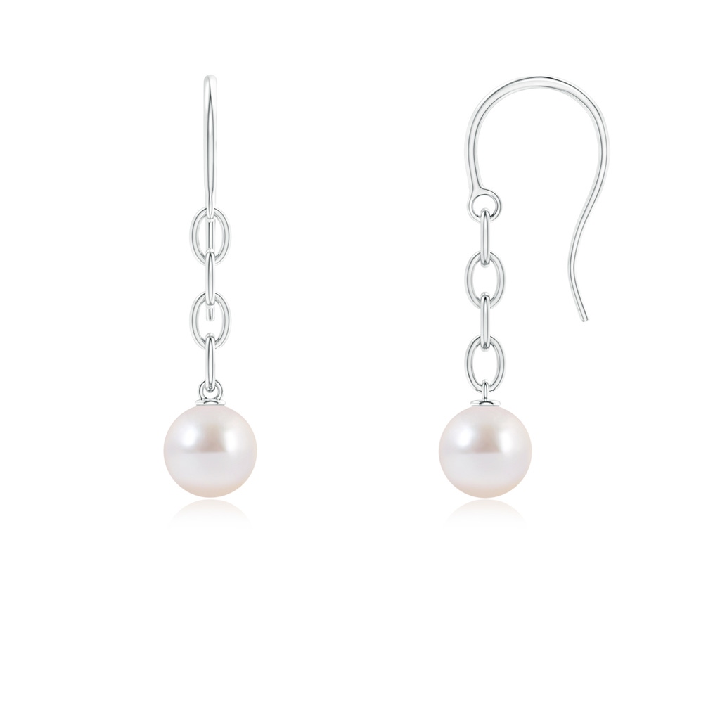 6mm AAAA Solitaire Japanese Akoya Pearl Drop Earrings in White Gold