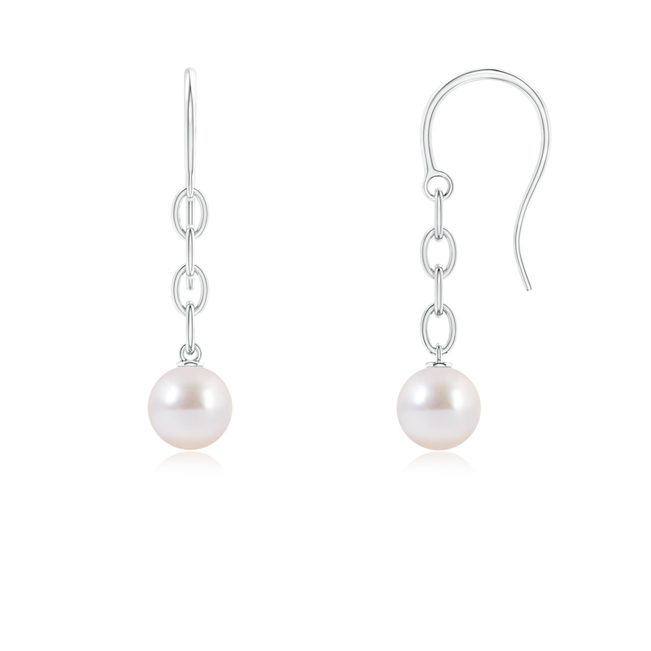 6mm AAAA Solitaire Japanese Akoya Pearl Drop Earrings in White Gold 