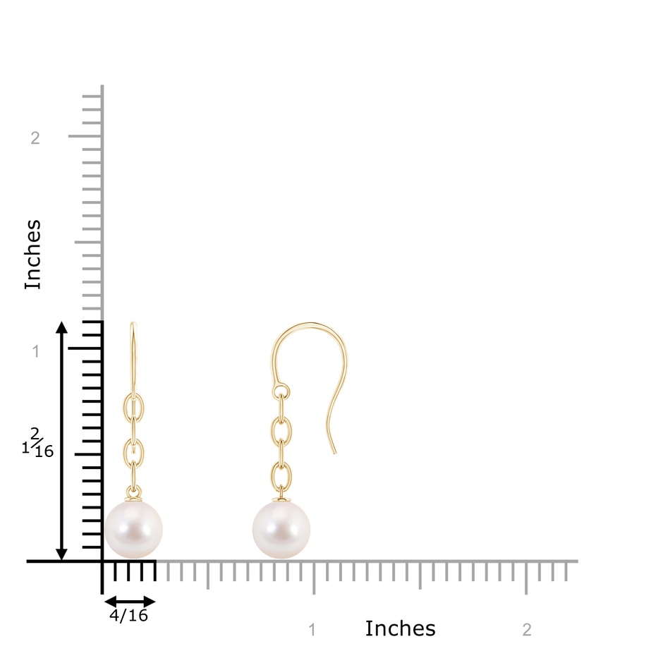 7mm AAAA Solitaire Japanese Akoya Pearl Drop Earrings in Yellow Gold product image