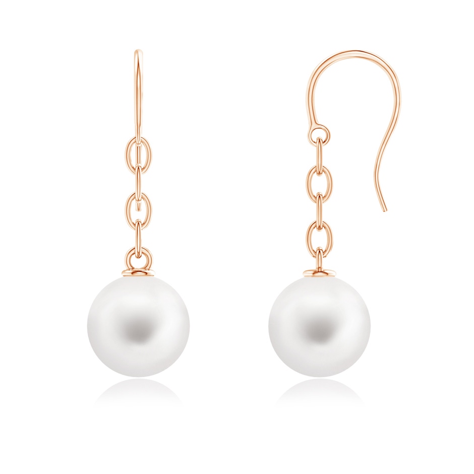 10mm AA Solitaire Freshwater Pearl Drop Earrings in Rose Gold 