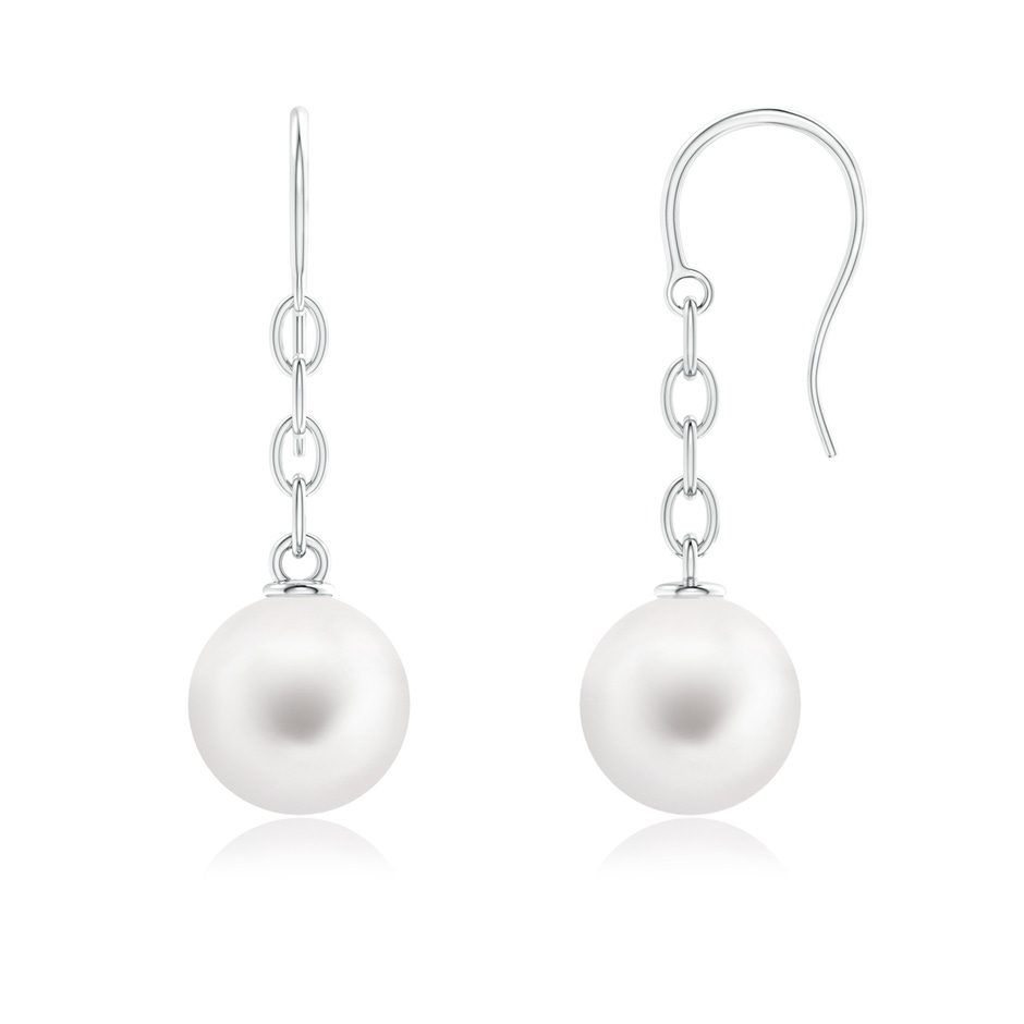 10mm AA Solitaire Freshwater Pearl Drop Earrings in White Gold 