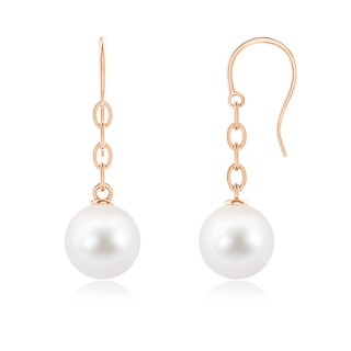 10mm AAA Solitaire Freshwater Pearl Drop Earrings in Rose Gold