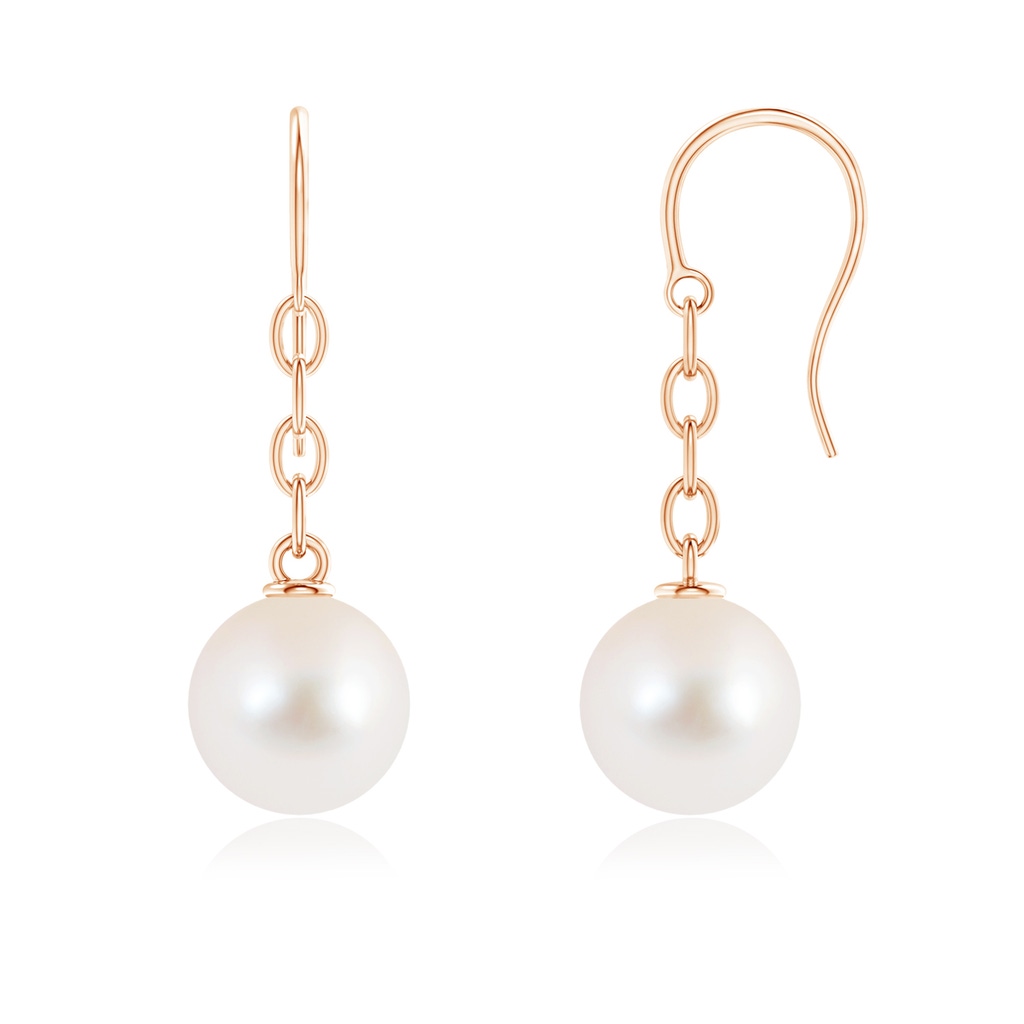 10mm AAAA Solitaire Freshwater Pearl Drop Earrings in Rose Gold