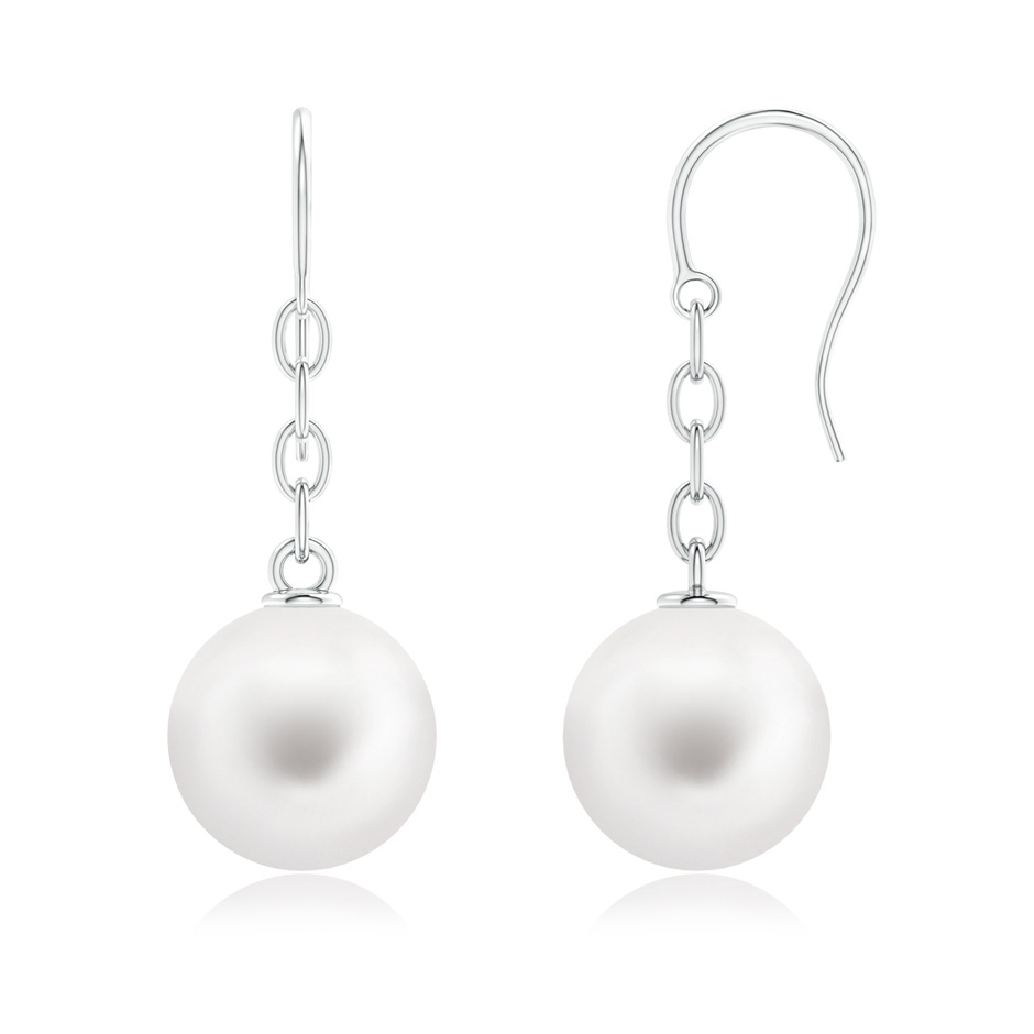 12mm AA Solitaire Freshwater Pearl Drop Earrings in White Gold 