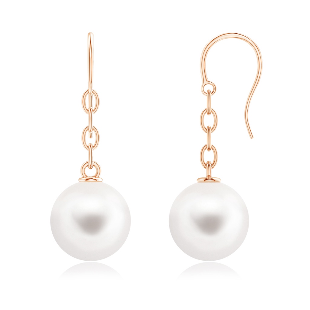 12mm AAA Solitaire Freshwater Pearl Drop Earrings in Rose Gold