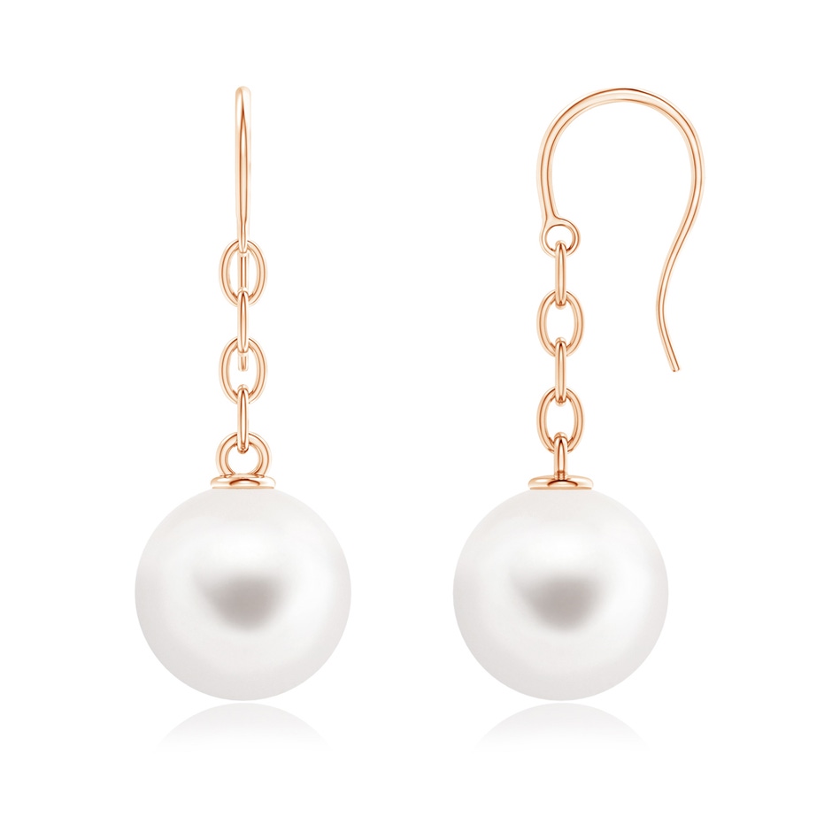 12mm AAA Solitaire Freshwater Pearl Drop Earrings in Rose Gold 