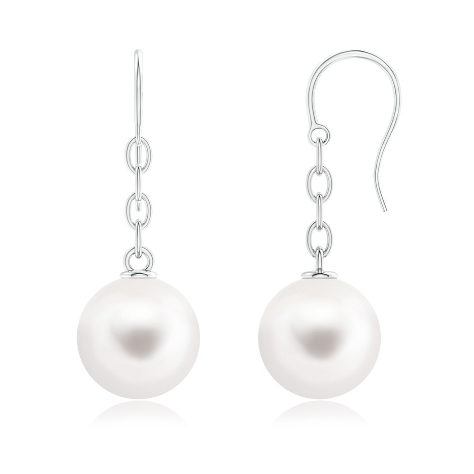 12mm AAA Solitaire Freshwater Pearl Drop Earrings in White Gold 