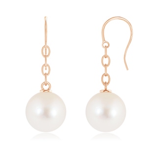 12mm AAAA Solitaire Freshwater Pearl Drop Earrings in Rose Gold
