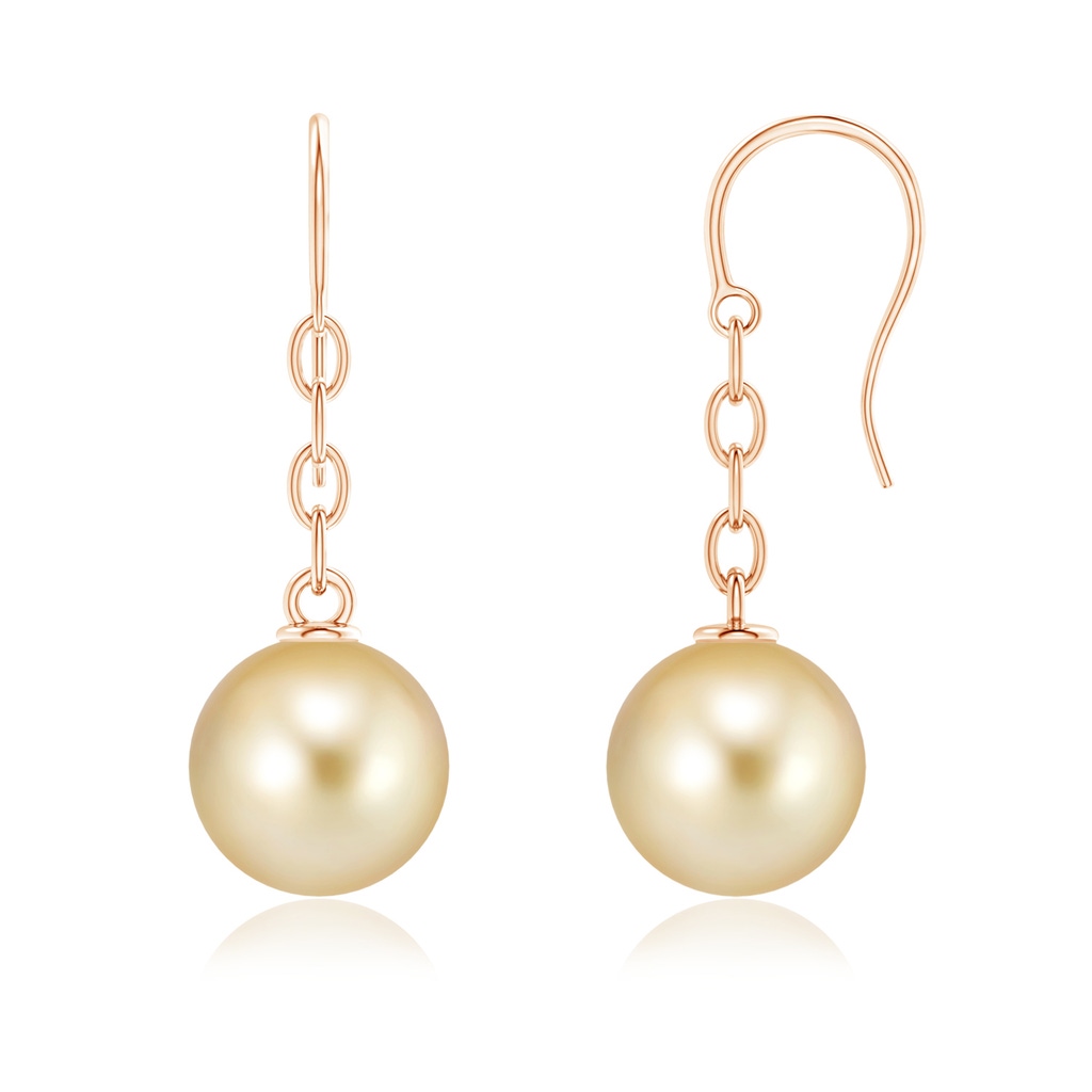 11mm AAAA Solitaire Golden South Sea Cultured Pearl Drop Earrings in Rose Gold