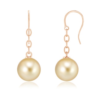 11mm AAAA Solitaire Golden South Sea Cultured Pearl Drop Earrings in Rose Gold