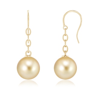 11mm AAAA Solitaire Golden South Sea Cultured Pearl Drop Earrings in Yellow Gold