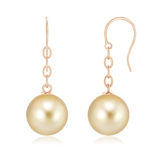 12mm AAAA Solitaire Golden South Sea Cultured Pearl Drop Earrings in Rose Gold