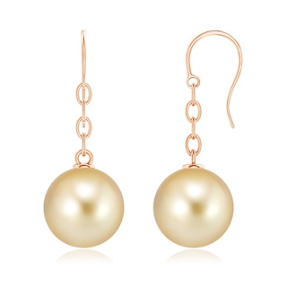 13mm AAAA Solitaire Golden South Sea Cultured Pearl Drop Earrings in Rose Gold