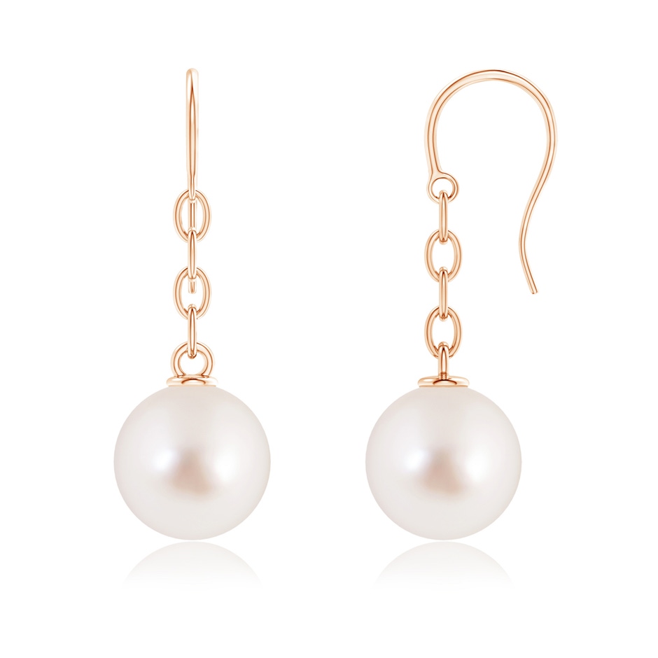 11mm AAAA Solitaire South Sea Cultured Pearl Drop Earrings in Rose Gold 