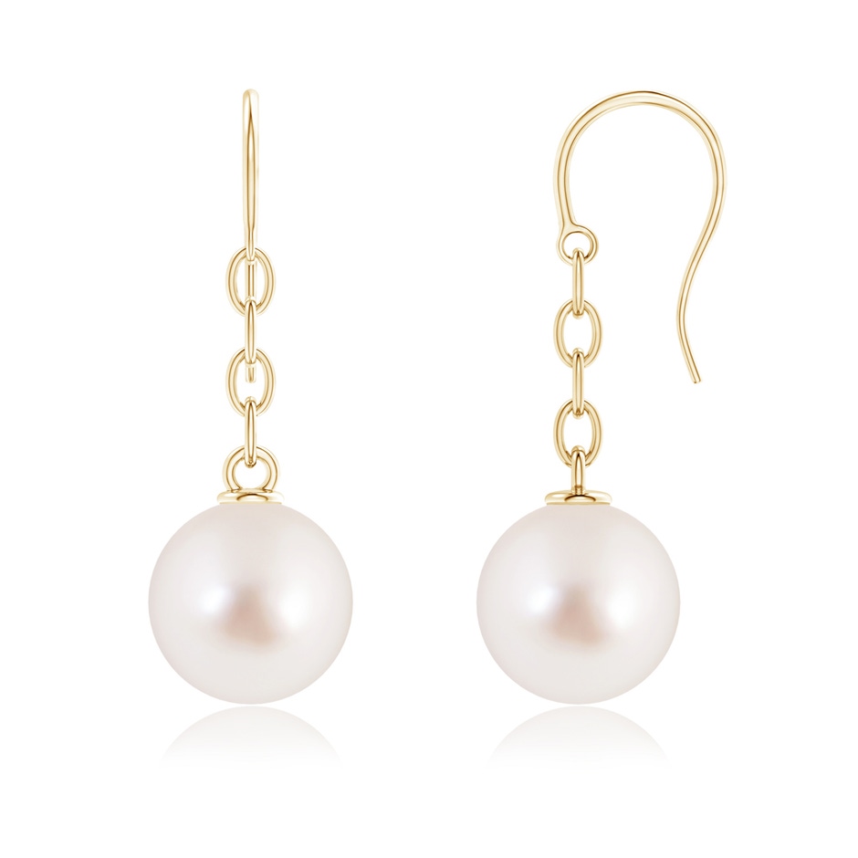 11mm AAAA Solitaire South Sea Cultured Pearl Drop Earrings in Yellow Gold 