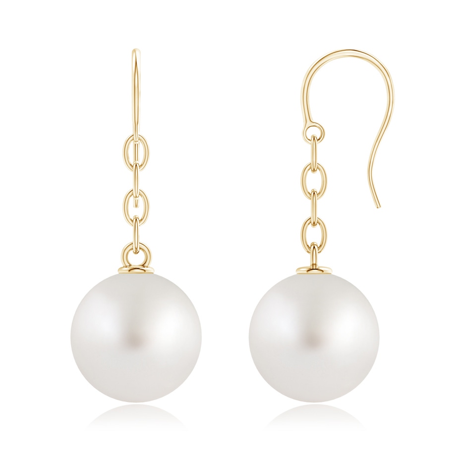 13mm AA Solitaire South Sea Cultured Pearl Drop Earrings in Yellow Gold 