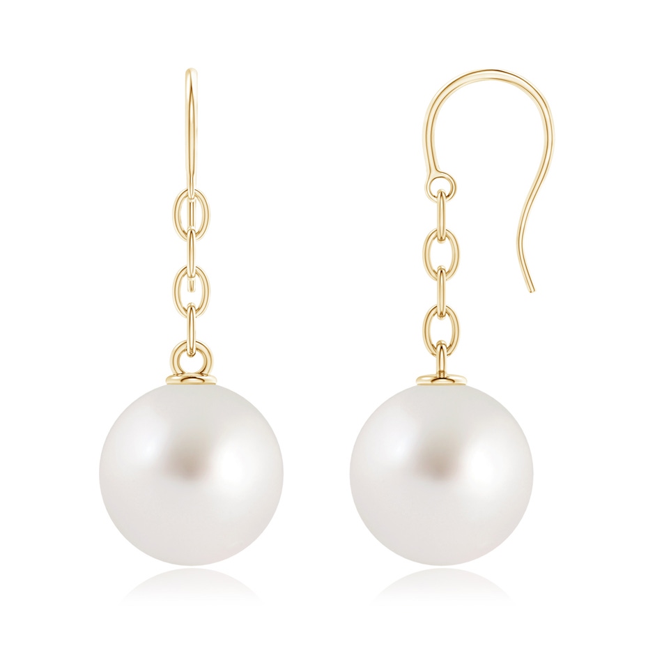 13mm AAA Solitaire South Sea Cultured Pearl Drop Earrings in Yellow Gold 