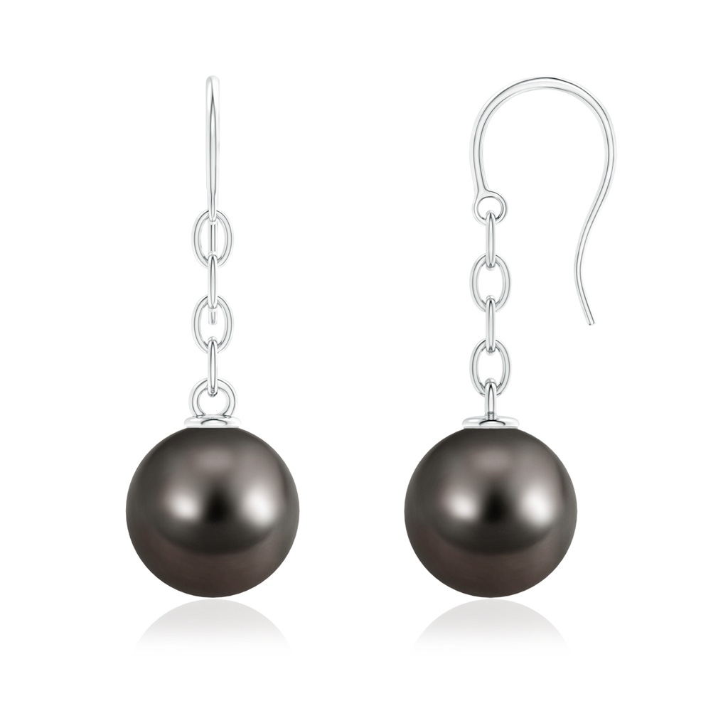 11mm AAA Solitaire Tahitian Pearl Drop Earrings in White Gold